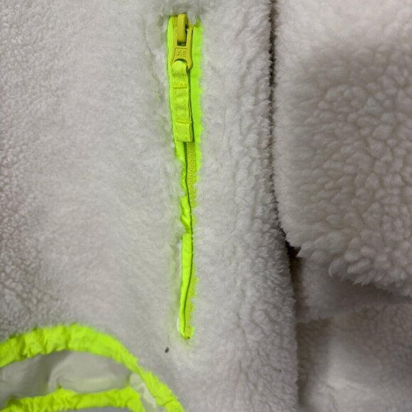 American Eagle Pullover Snap Front White Fleece Neon Trim Oversize Size Large - Picture 3 of 7